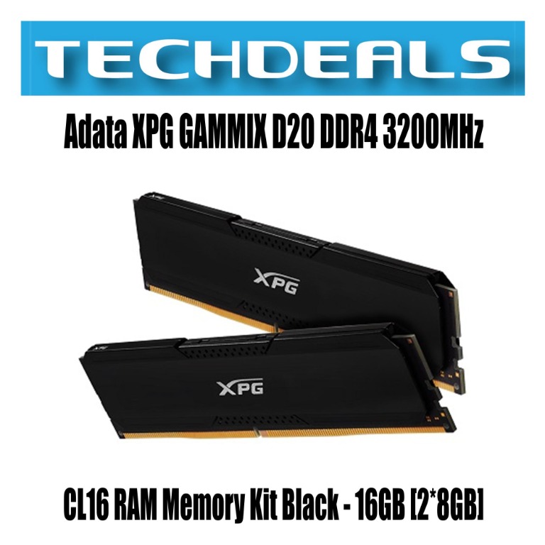 Adata XPG GAMMIX D20 DDR4 3200MHz CL16 RAM Memory Kit Black 16GB