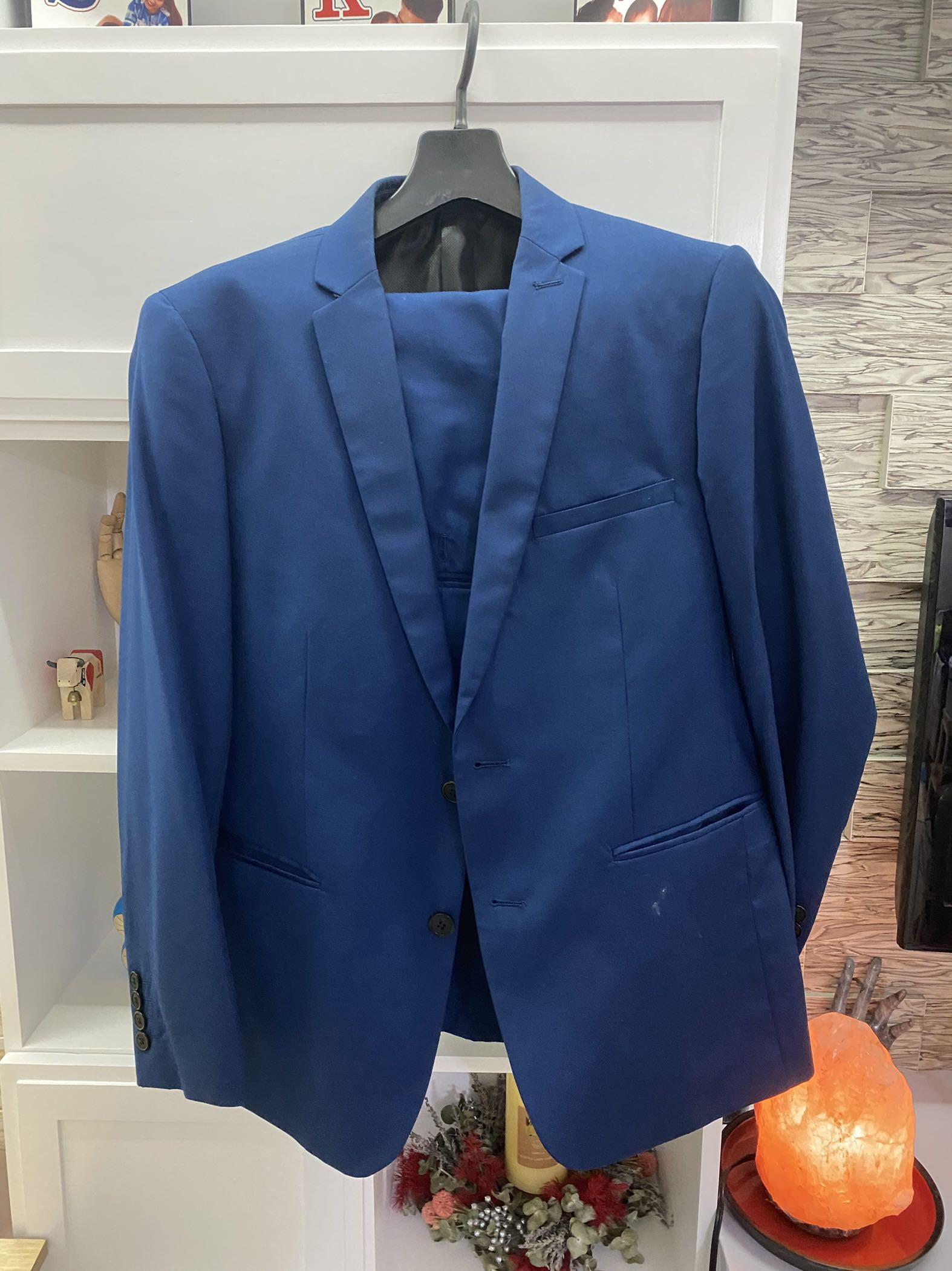 Blue Suit and pants ala Zara (Category: Sleep and Loungewear) located in Manila. Submitted by derek_zoolander (Listing ID 1061248093, Image 1). Description: -Wharton brand -Blue suit and pants - extra slim fit suit - Panta size 34 Used only in Europe.