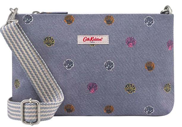 Cath Kidston Mini Seaside Shells Twill Soft Navy Small Crossbody Bag