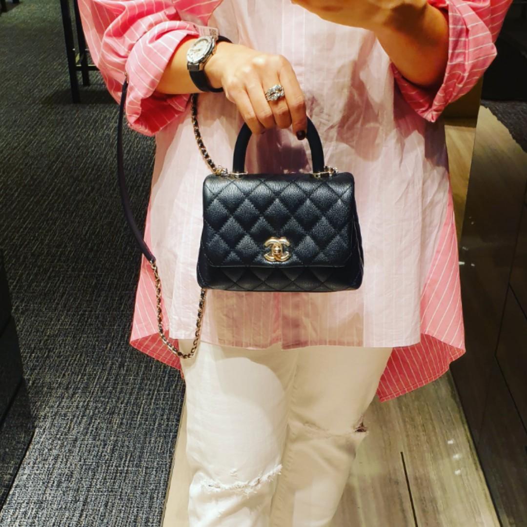 BNIB Chanel Mini Coco Handle Black Caviar LGHW #30, Luxury, Bags & Wallets  on Carousell