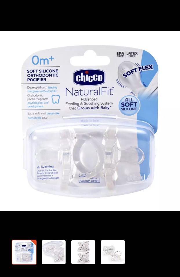 Chicco silicone pacifier (Category: Soothers & Pacifiers) located in Pasig City. Submitted by lydialee110 (Listing ID 1061090152, Image 1). Description: Washed and sanitized but never use RFS: baby already had avent pacifier, helper removed the package and sanitized.