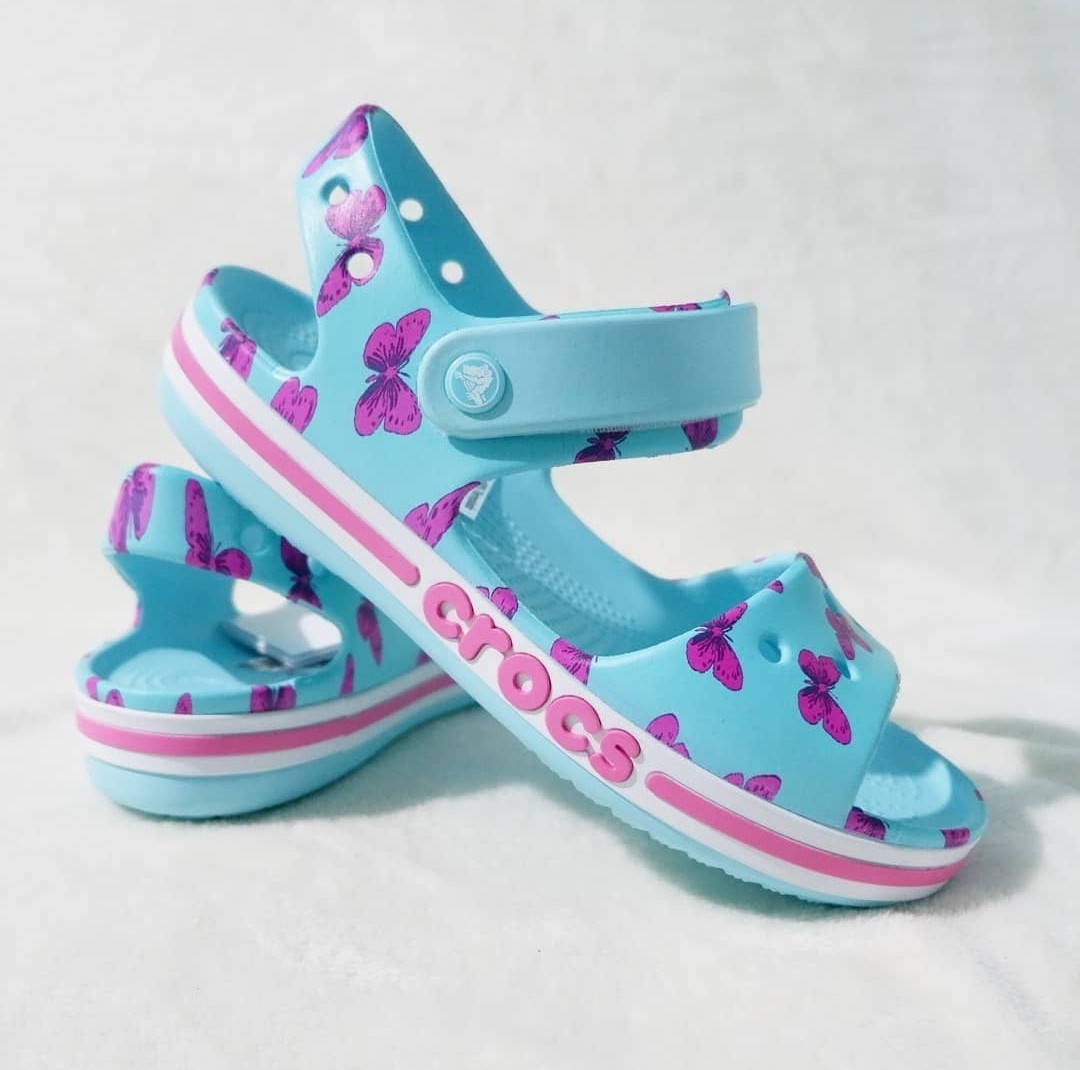 Navy blue butterfly crocs