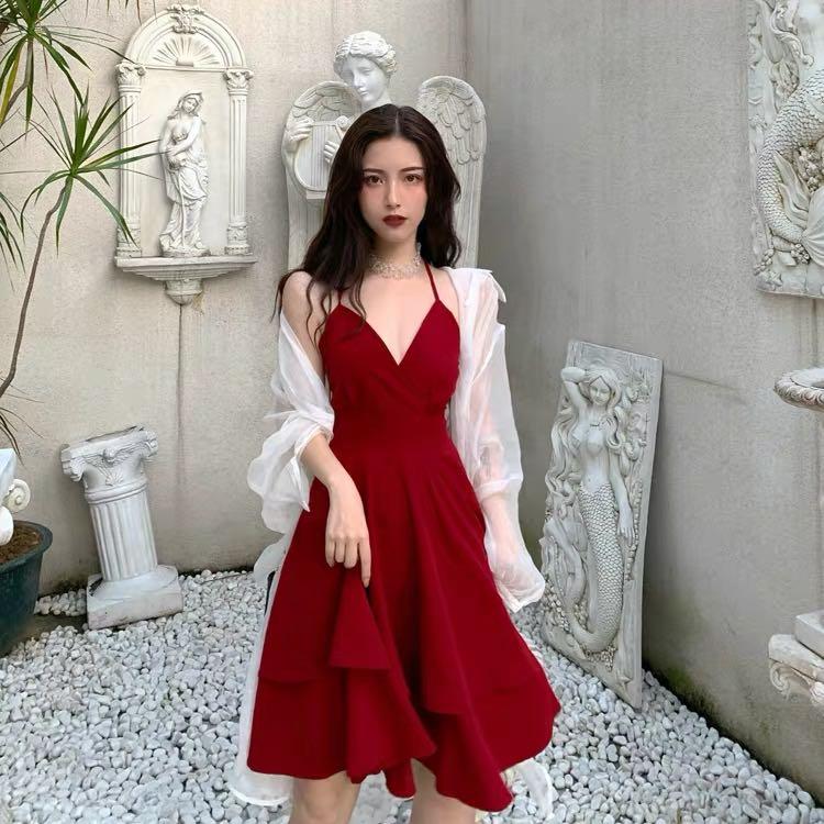 Deep wine deals dress