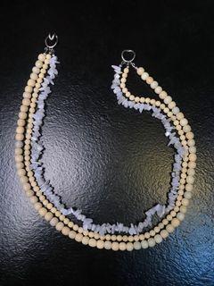 Genuine CORAL w/ Aquamarine Flakes Stone Necklace