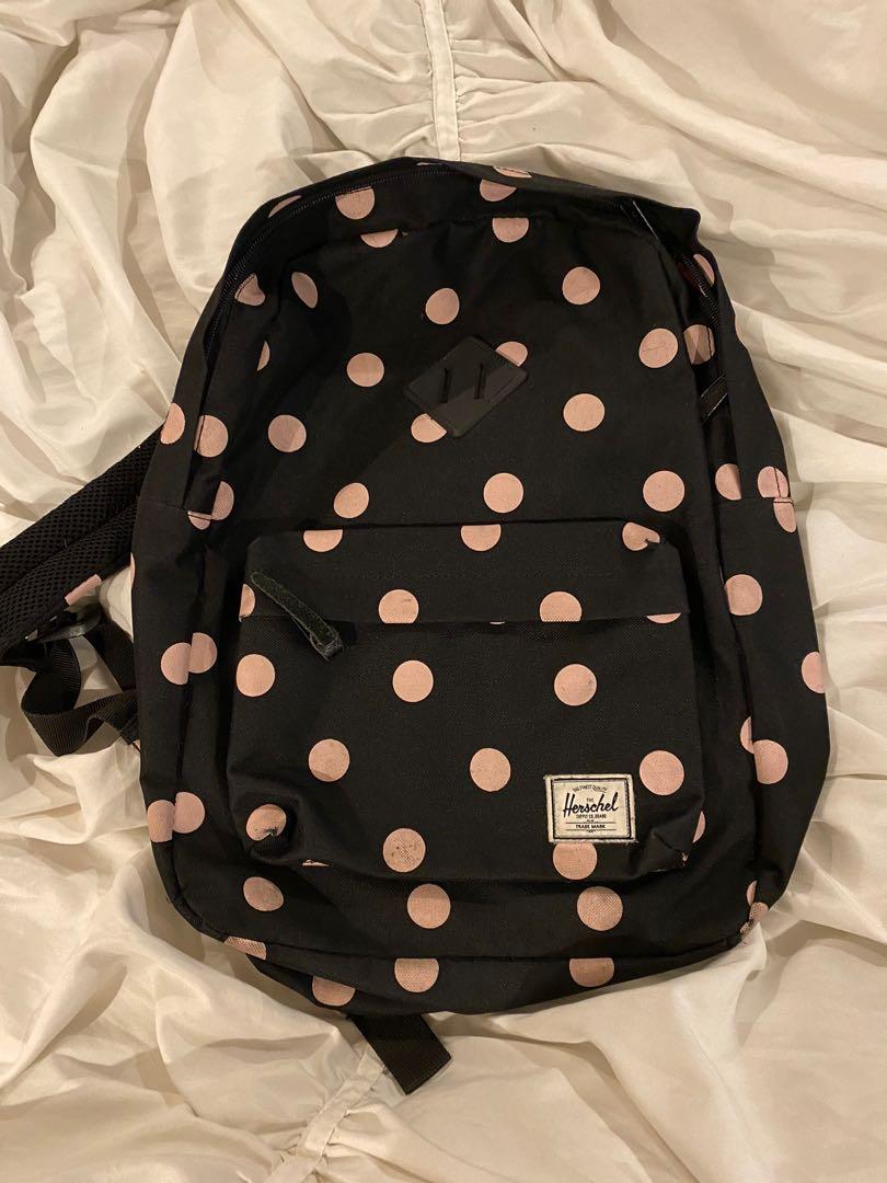 Pink polka dot online backpack