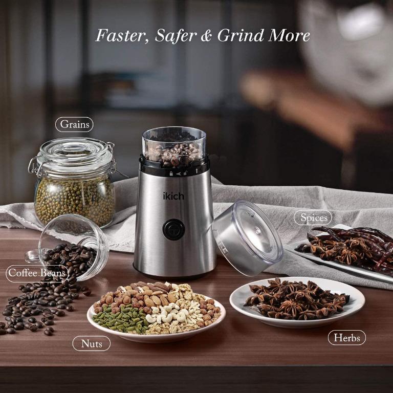 Electric Coffee Bean Spice Grinder Stainless Steel Herb Nut Seed Mill  Blender