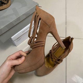 Laluna Korean Brand Nude Suede Pump Heels