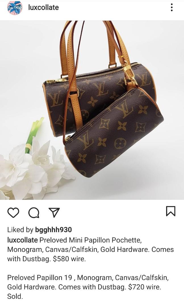 $500 wire. Preloved Louis Vuitton Papillon 26 Damier Canvas Gold