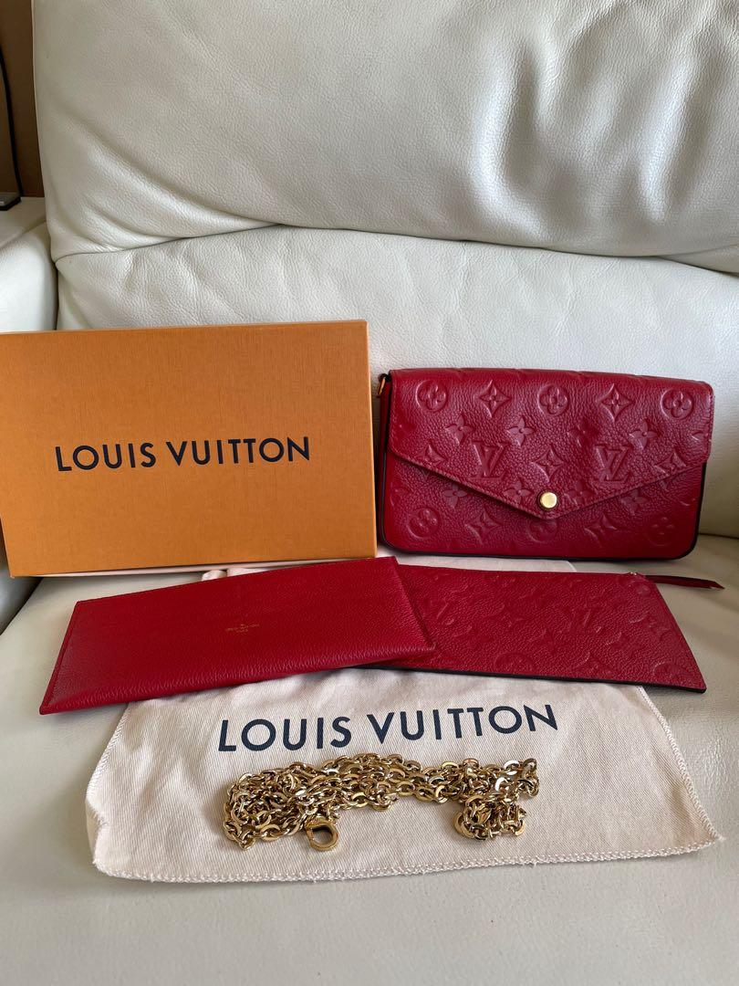 Louis Vuitton Handbag Felicie Pochette Scarlet M63700. 3 Pc Set.