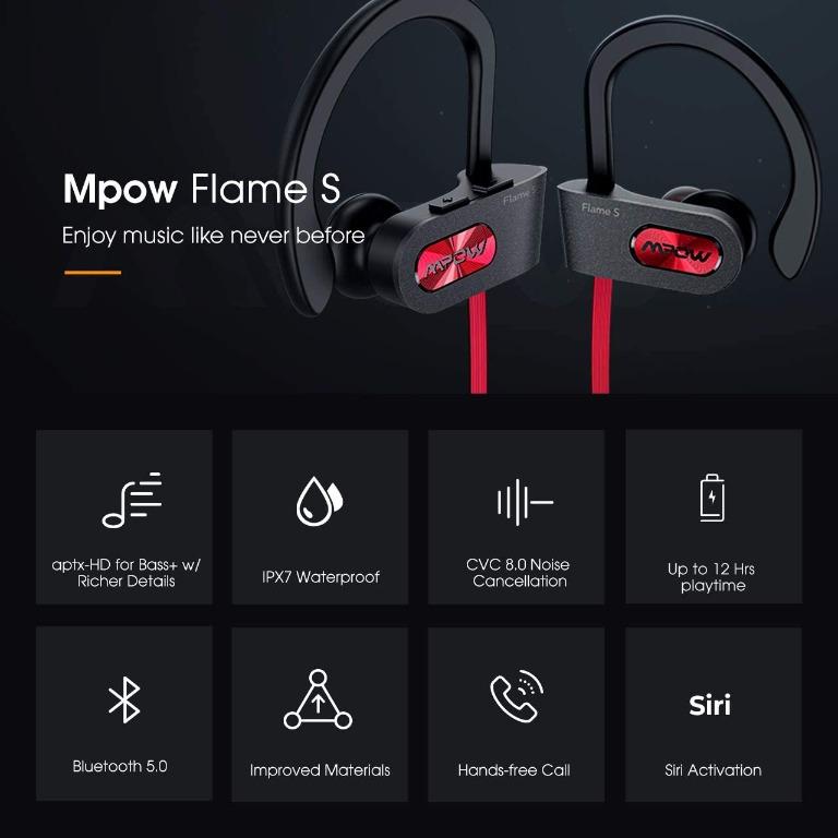 mpow flame s bluetooth headphones sports
