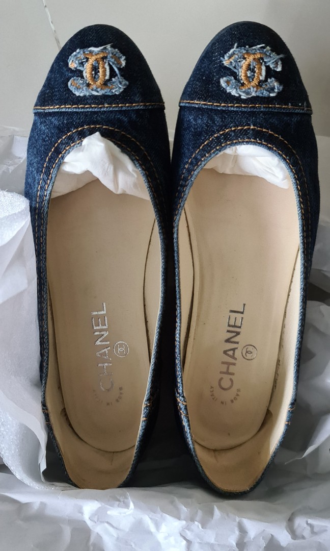 Chanel Denim Ballerina Flats Shoes - Kaialux