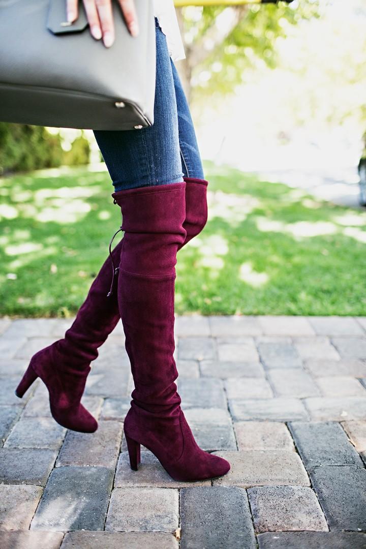 Stuart weitzman sales red suede boots