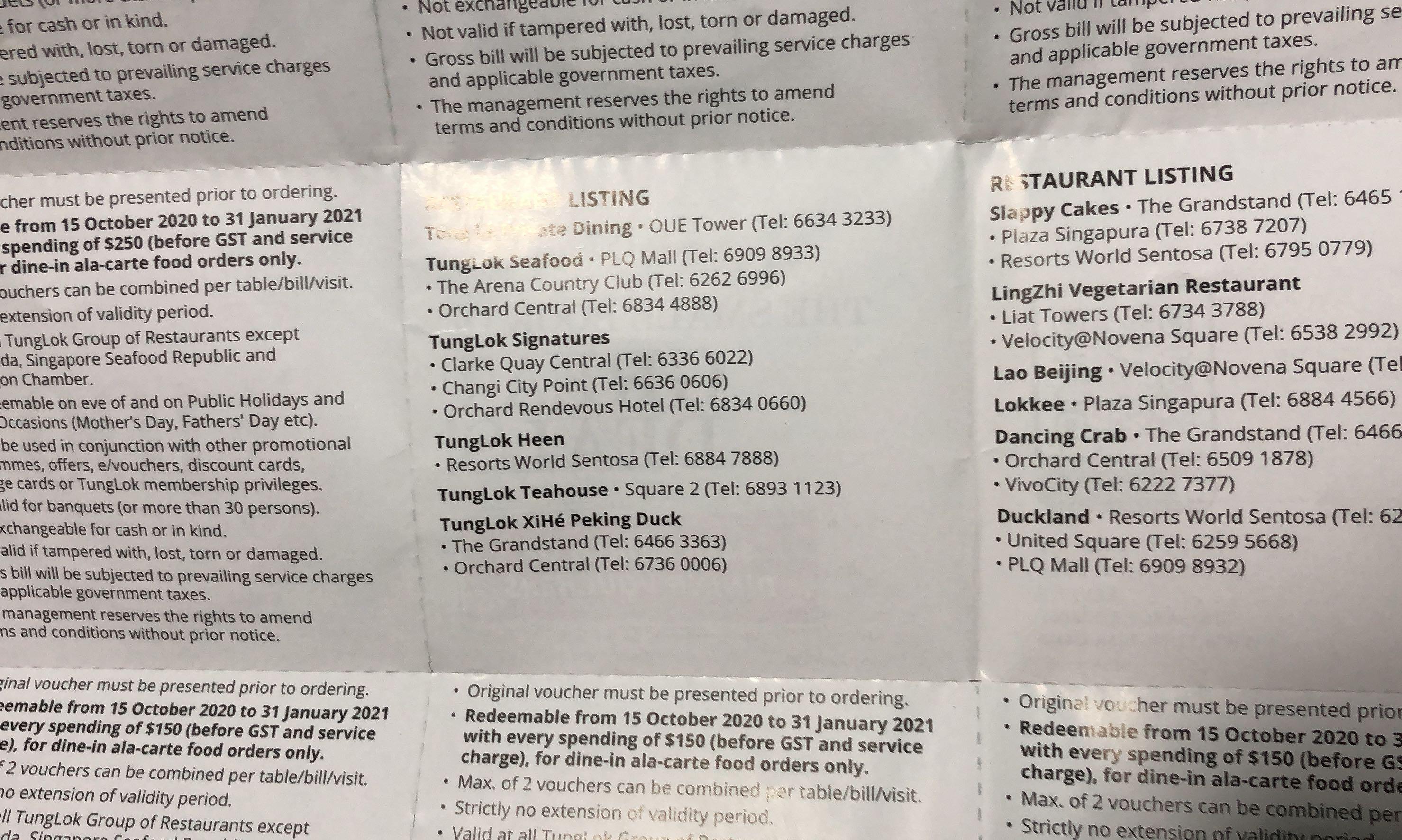 Tunglok voucher (Dancing crab, Slappy Cakes etc), Tickets & Vouchers