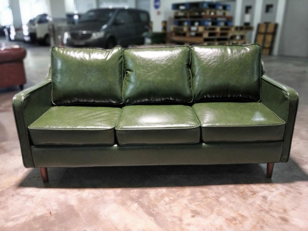 Valente 3 Seater Designer Sofa In Emerald Green Pu Furniture Sofas On Carousell