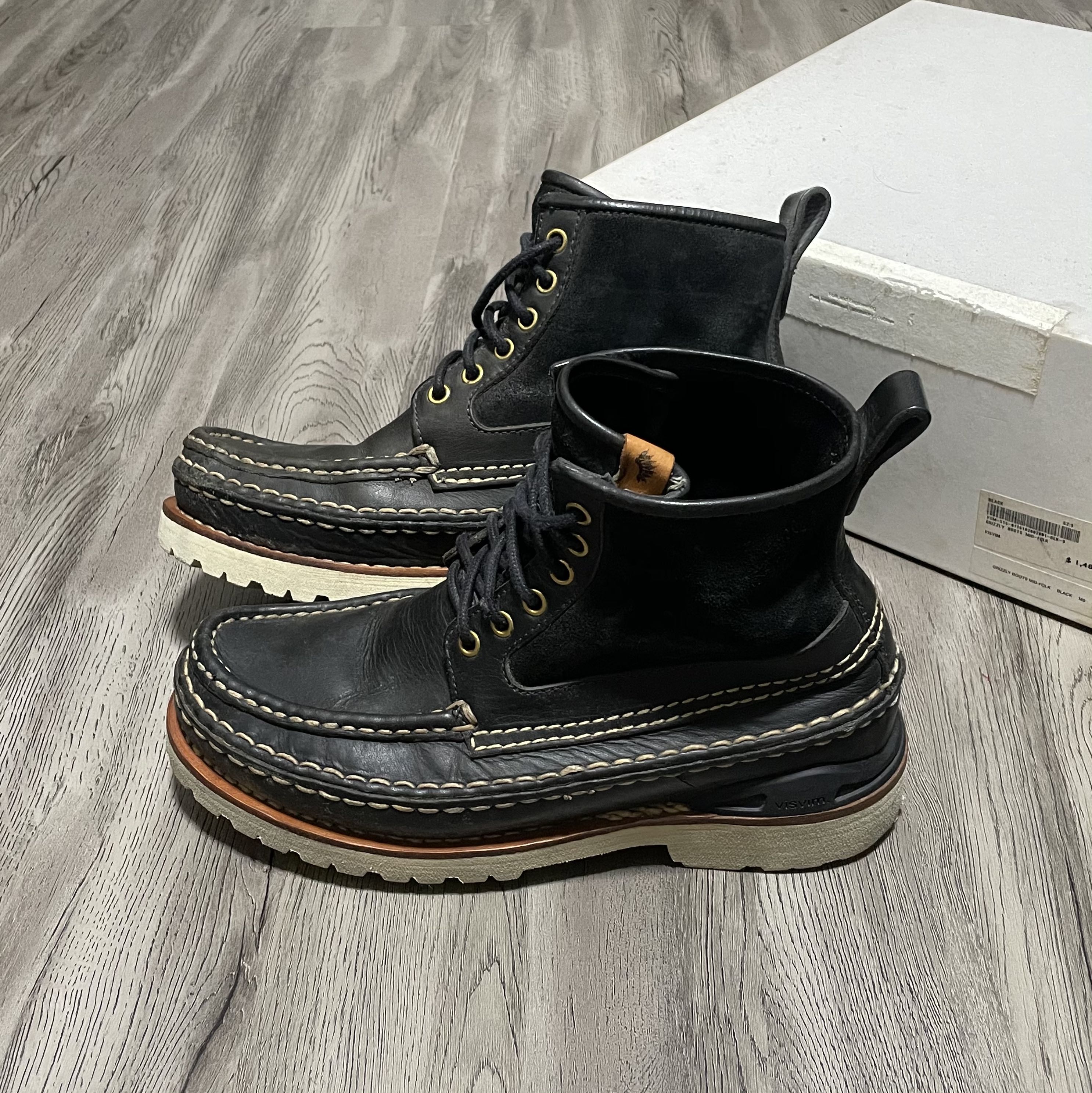 VISVIM GRIZZLY BOOTS MID-FOLK NAVY - ブーツ