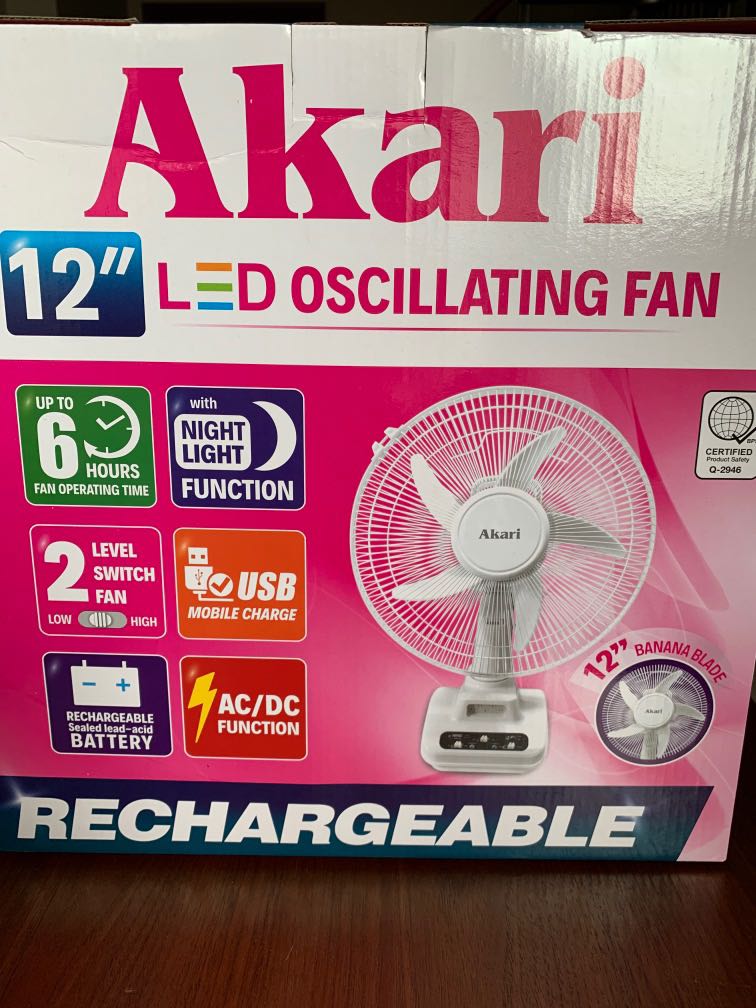 Akari 12 inch rechargeable sales fan