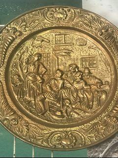 Antique 50’s Intricate detailed Brass Plate Display