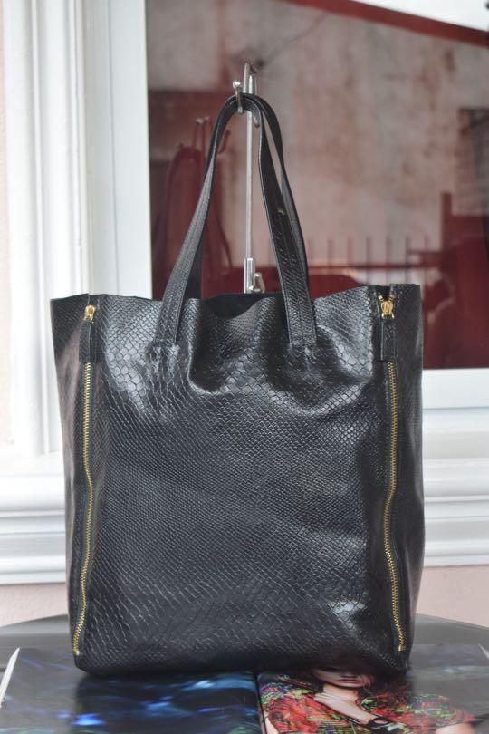 Authentic Alexander Jane Paris Croc Leather Tote Bag
