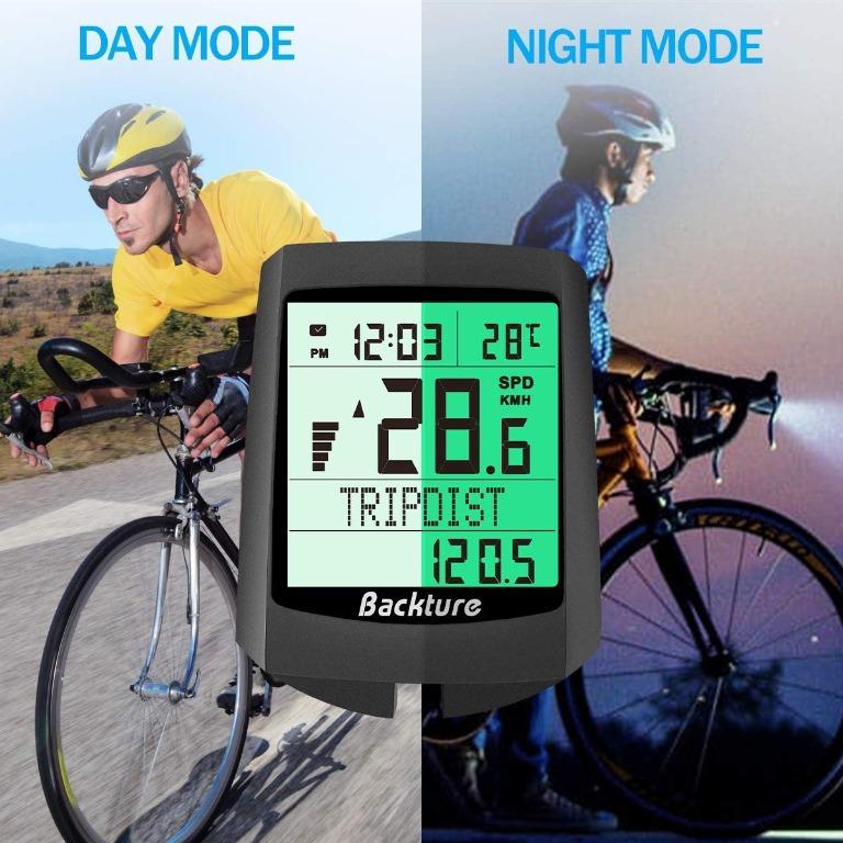 BACKTURE Bike Computer 19 Multifunction Wireless Waterproof Bicycle Speedometer Odometer Automatic Wake up Memory LCD Backlight 5 Language Display