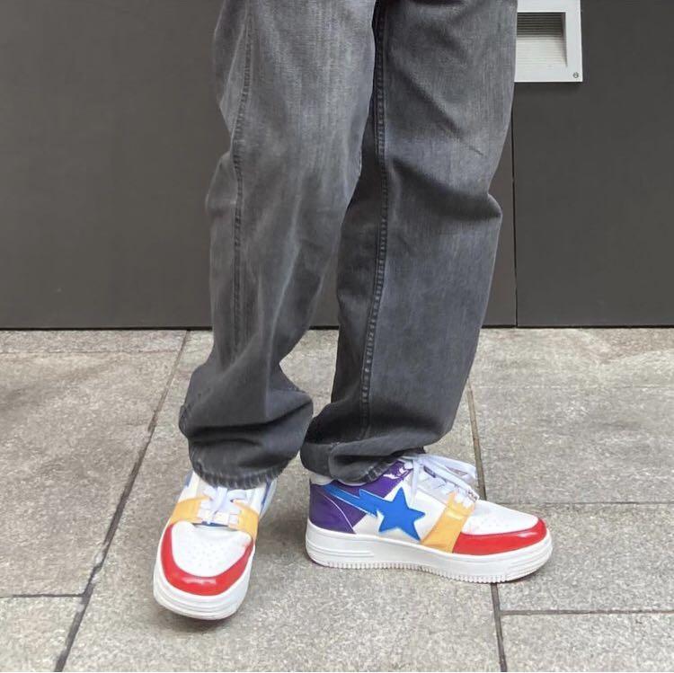 a bathing ape bapesta low crazy white