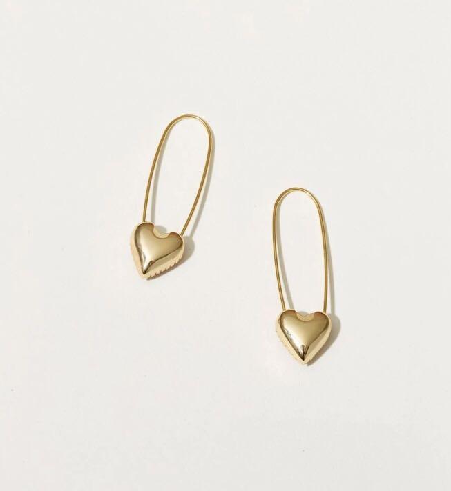 Bestdressed x En Route Jewelry Heart Safety Pin Earrings, Women's
