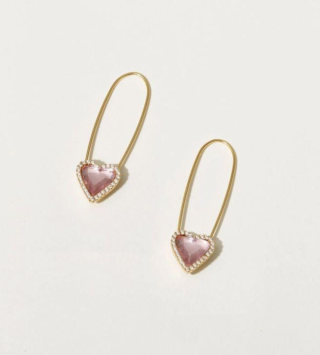 Bestdressed x En Route Jewelry Heart Safety Pin Earrings, Women's