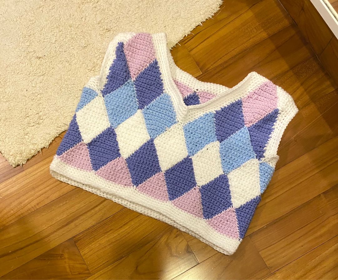 diamond sweater vest crochet