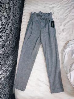 Cute Grey High Waisted  Dress Pants