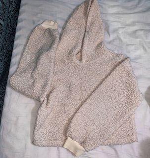 Fuzzy cream colour hoodie