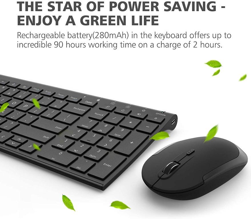 iClever GK03 Wireless Keyboard and Mouse Combo 2.4G Portable Wireless