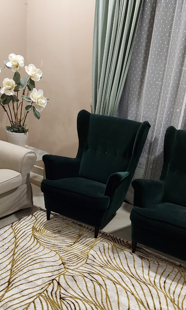 IKEA Armchair STRANDMON Green Velvet