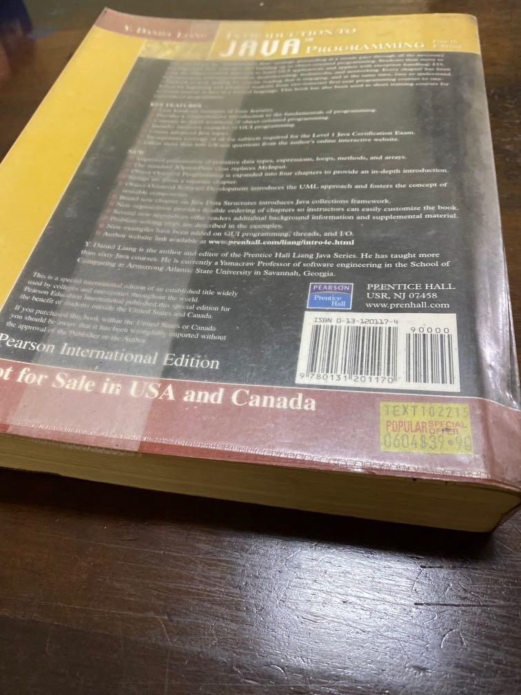 Introduction to Java Programming y.daniel Liang (Category: Textbooks) located in Singapore. Submitted by matev (Listing ID 1061403591, Image 2). Description: Please bring your bag. Pick it up at my own convenience. .