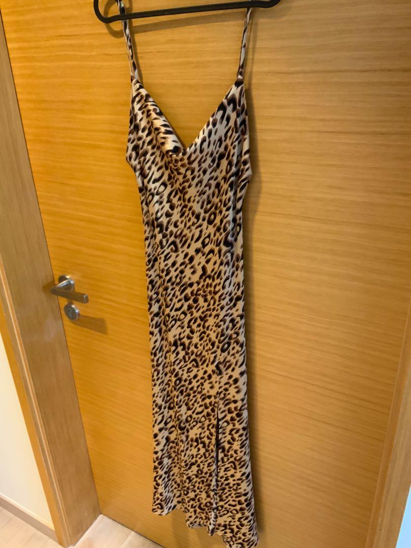 Leopard satin midi dress paper heart brand