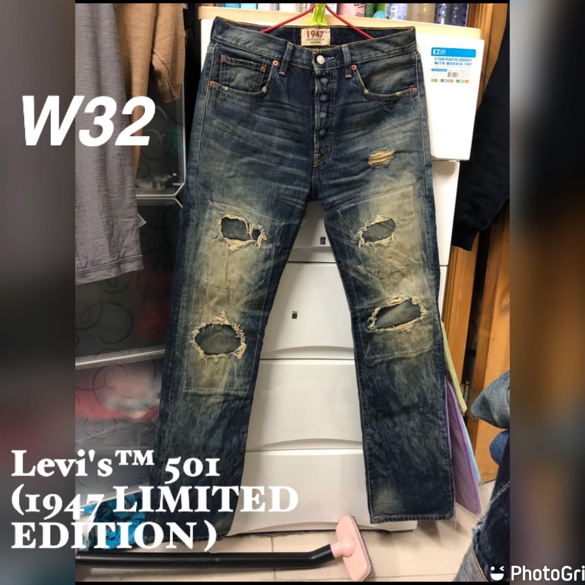 Levi's™ 501 (1947 LIMITED EDITION )破壞、補強超靚洗水💦特別版, 男裝, 褲＆半截裙, 牛仔褲- Carousell