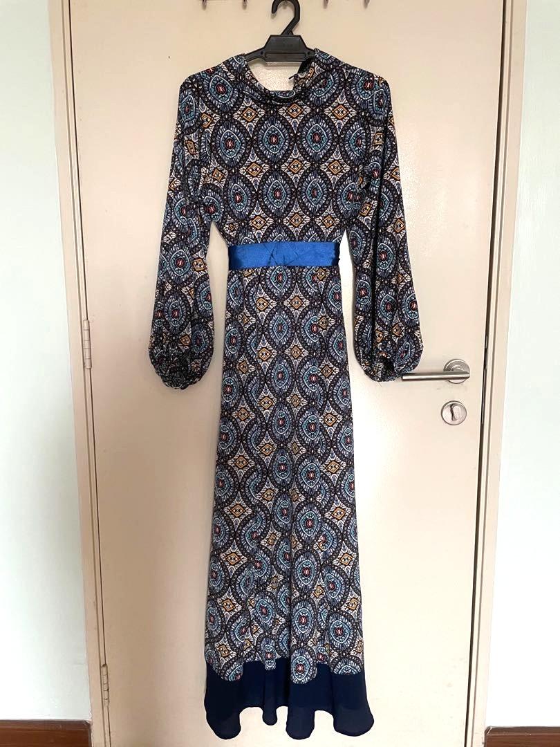 Long sleeves retro maxi dress