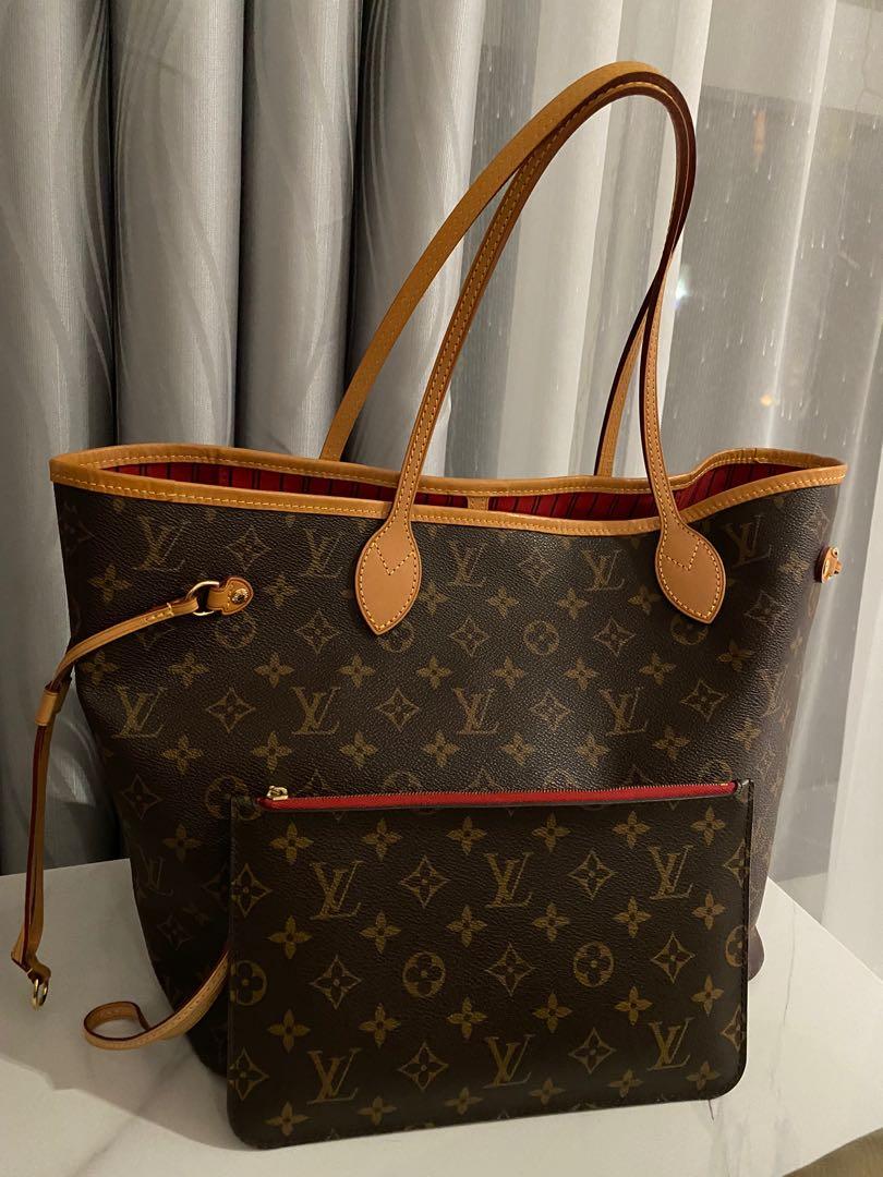 Louis Vuitton, Bags, Sold Louis Vuitton Neverfull Mm With Red Interior