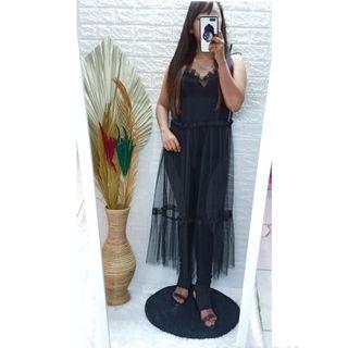 Luaran dress aruna trans tille black