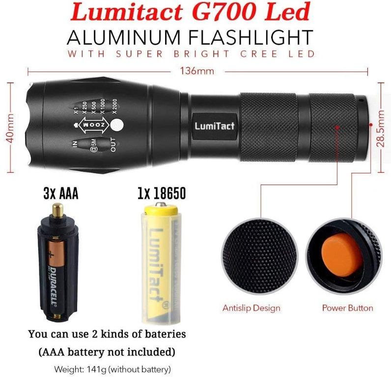 50000lm Genuine Lumitact G700 LED Tactical Flashlight Military