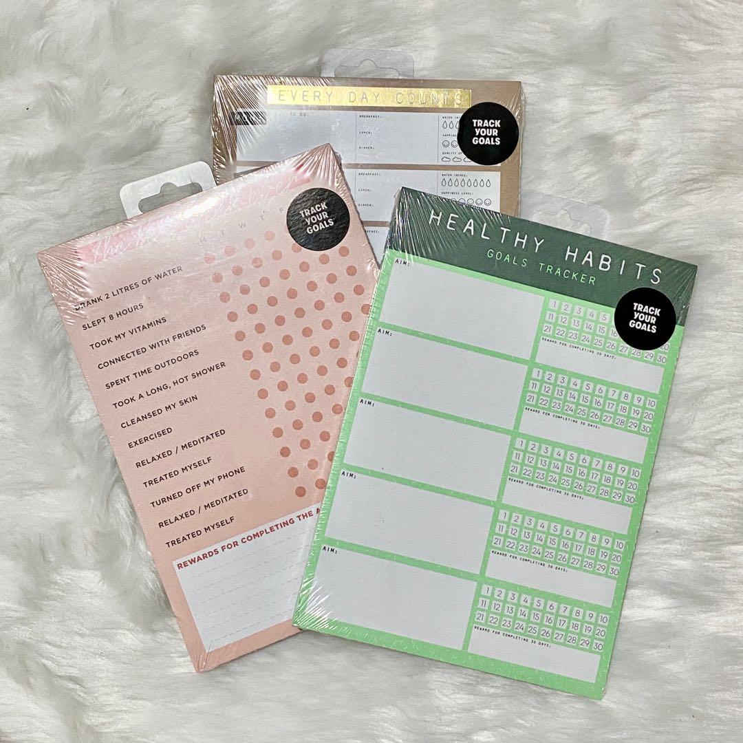 NEW Typo Habits Goals Wellness Tracker (Category: Stationery & School Supplies) located in Las Pinas. Submitted by thestylecapital (Listing ID 1061353688, Image 1). Description: Typo Tracker Notepad A5, 40 pages Goals Wellness & Habit Tracker authentic & mall bought ✨ sealed when you get it!!.