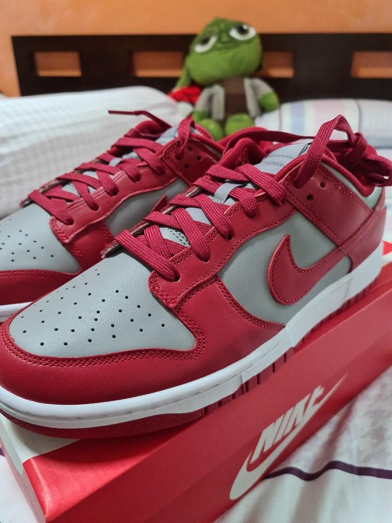 Nike Dunk Medium Grey Varsity Red Men s Fashion Footwear Sneakers on Carousell