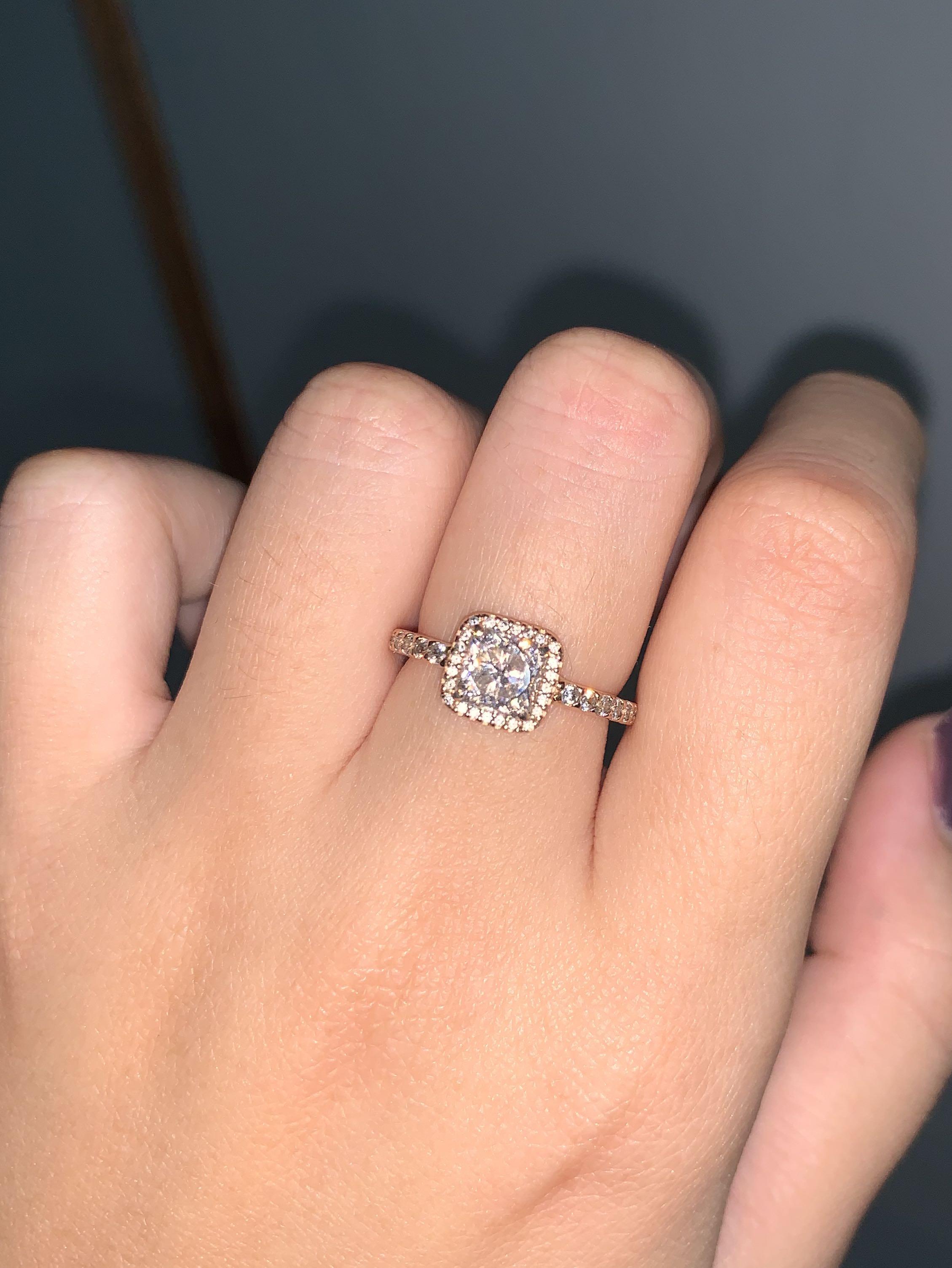 Square sparkle halo outlet ring rose gold