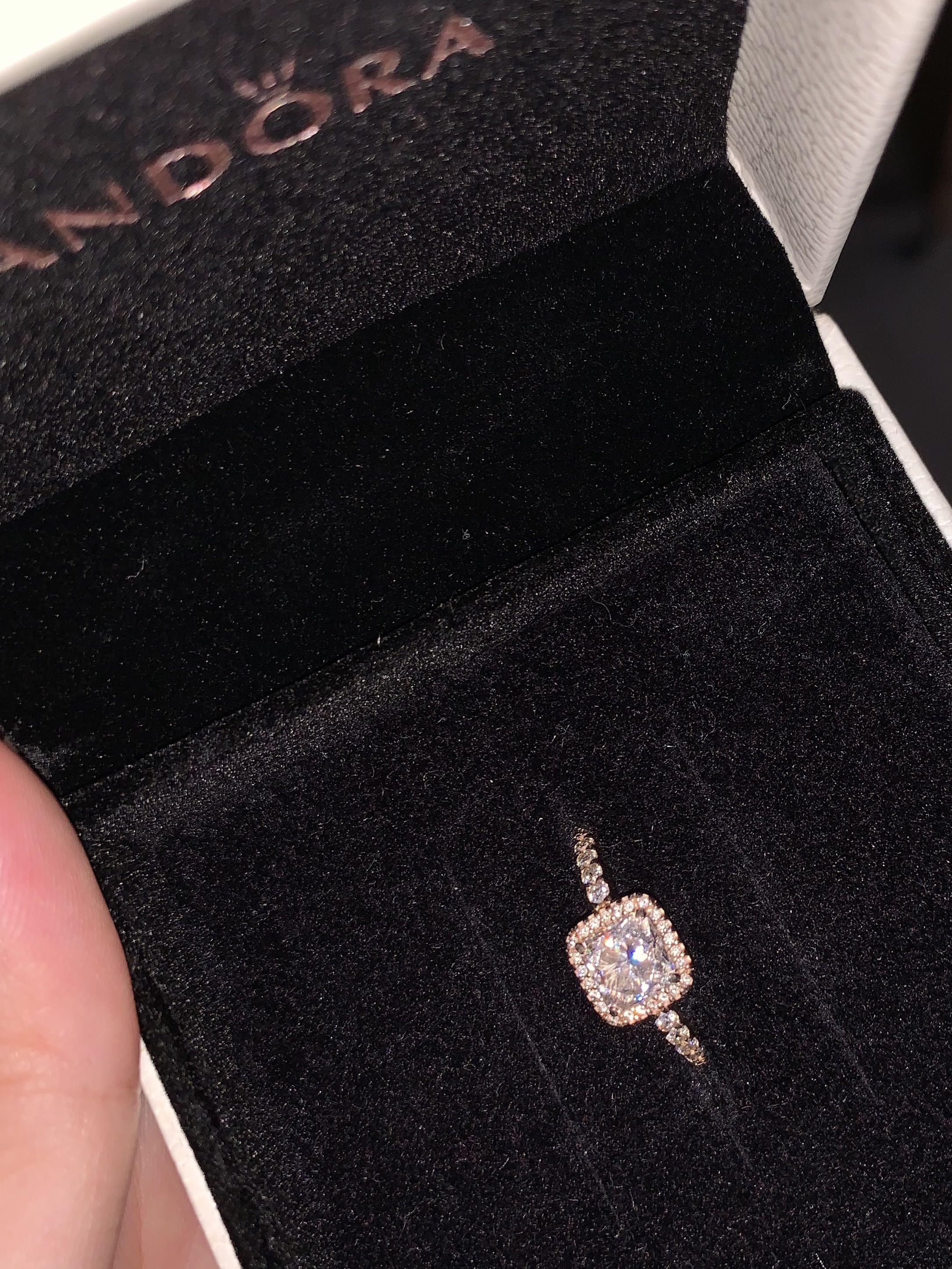 Pandora square sparkle halo ring rose gold clearance