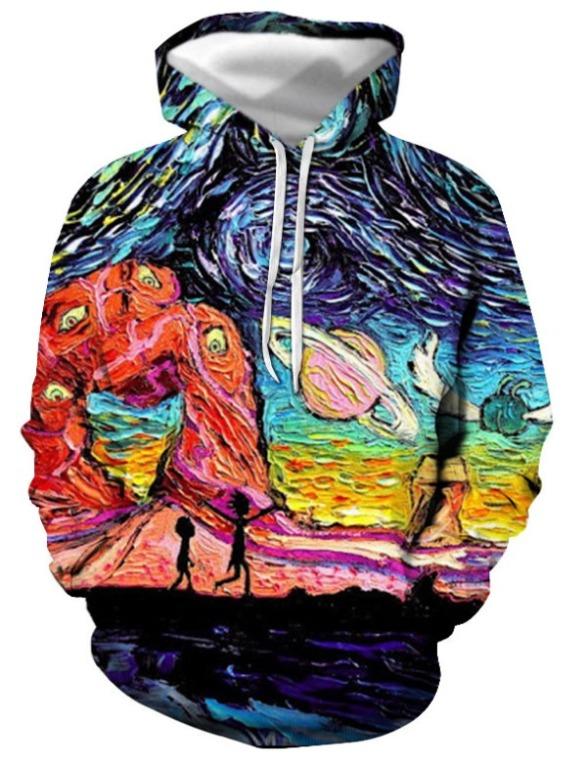 PARODY RICK AND MORTY VINCENT VAN GOGH ART THE STARRY NIGHT 3D