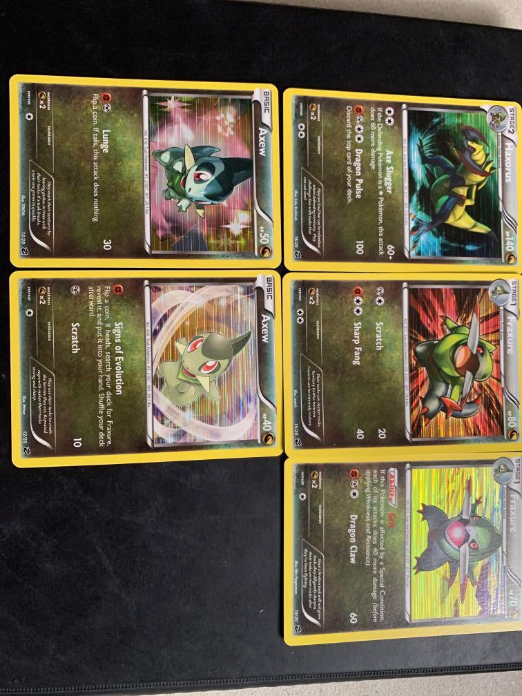 Pokemon Card Holo From Dragon Vault Axew 12/20 And Fraxure 14/20