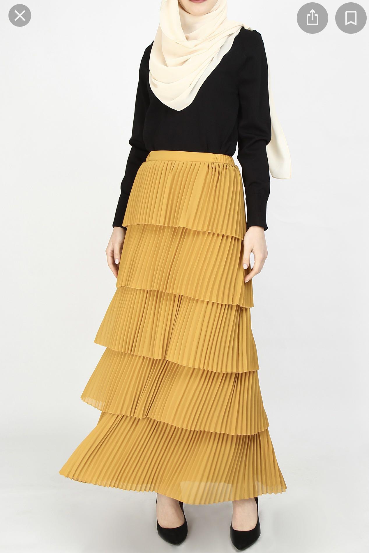 mustard yellow tiered maxi skirt