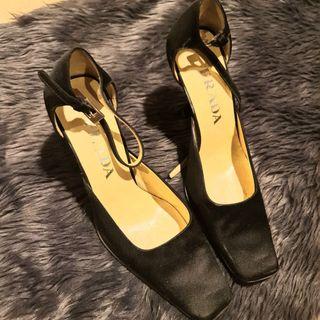 PRADA black heels shoes sz 37.5