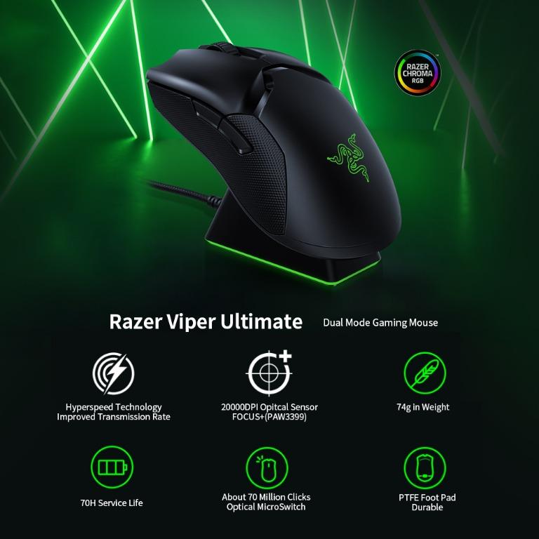 Razer Viper Ultimate Wireless Gaming Mouse & RGB Charging Dock Fastest