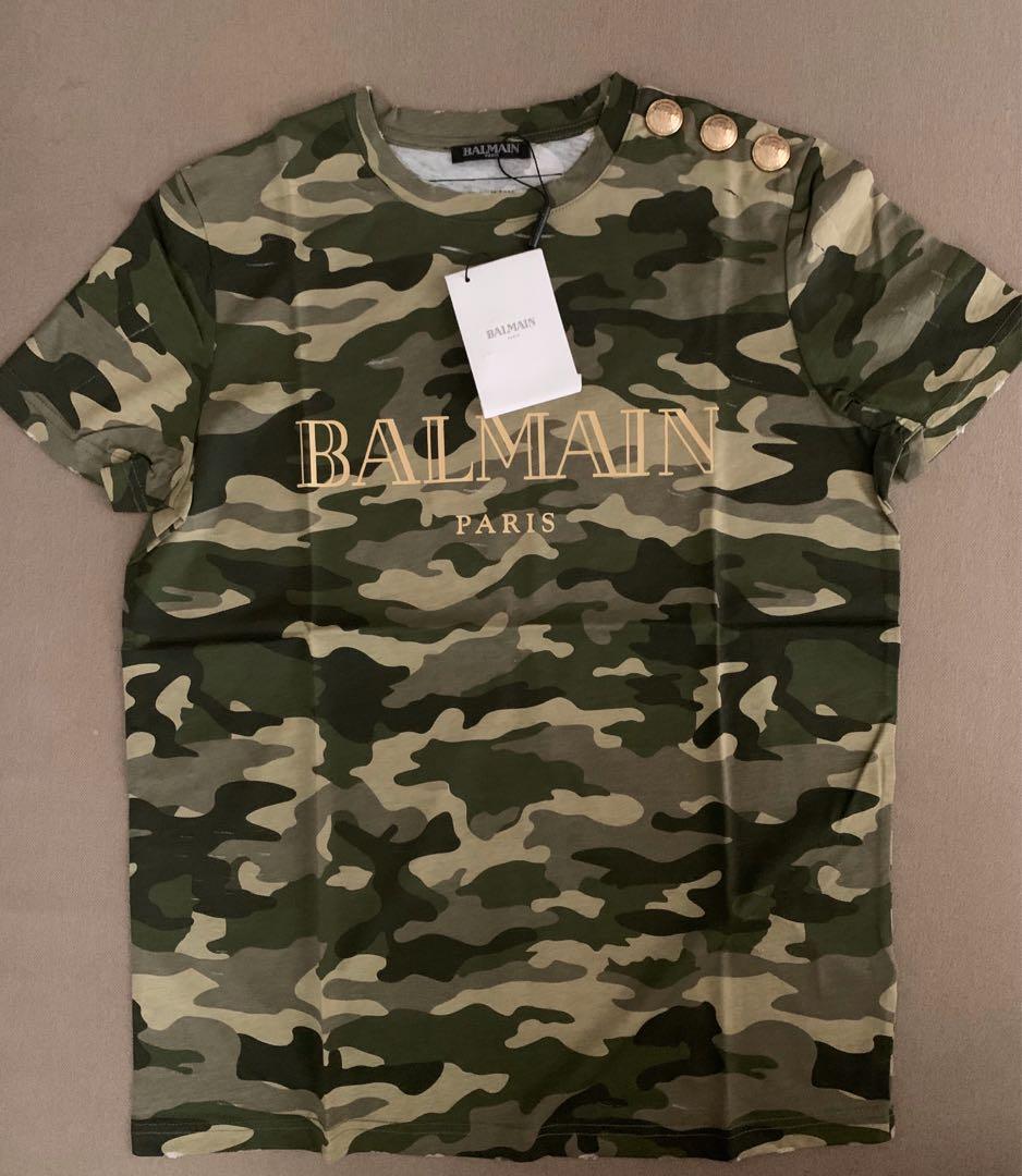 balmain camouflage t shirt