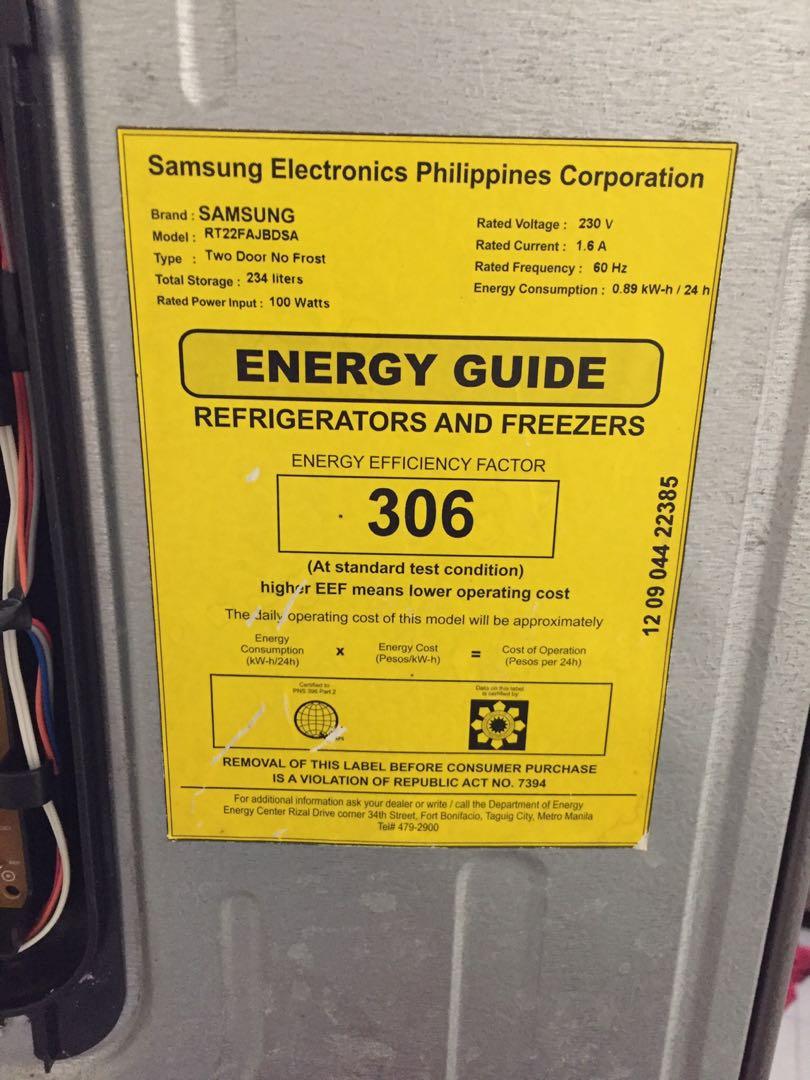 Samsung digital inverter refrigerator on sale wattage