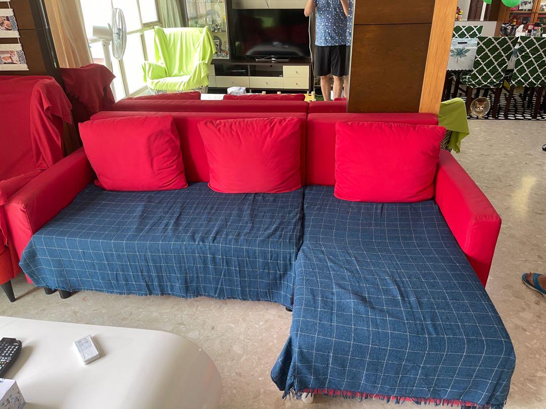 IKEA L shape Sofa Bed And Table, Furniture & Home Living, Furniture